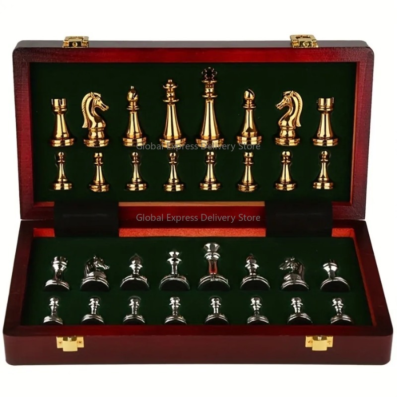 Chess Set Wooden - 39cm Solid Wood Chess Set Weighted