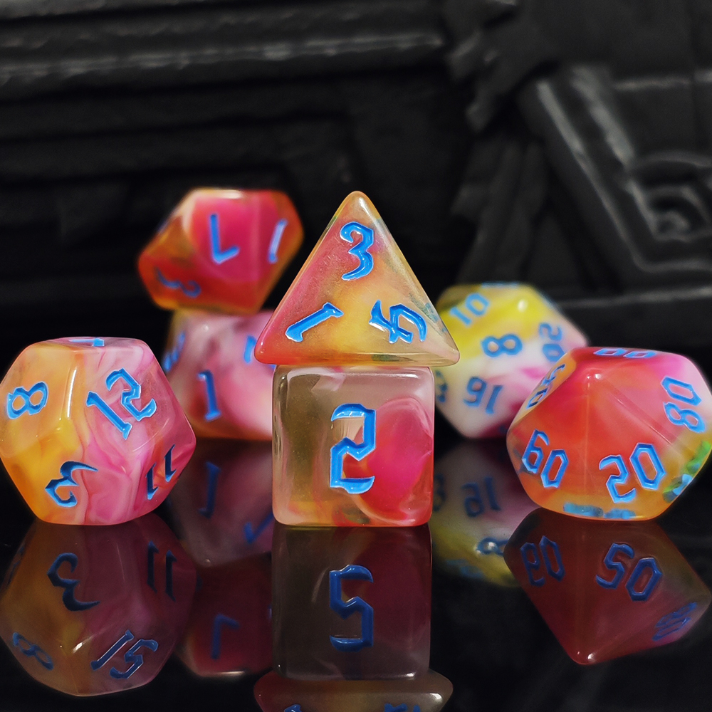 7Pcs Sunset Swirl Polyhedral D - Board Game Dnd のレビューと価格