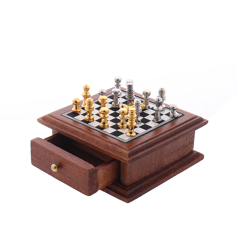 1:12 Dollhouse Miniature Chess - Chess Set Wooden のレビューと価格