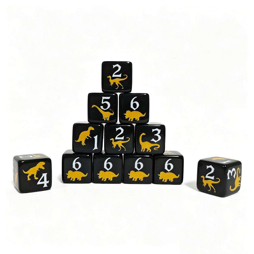 12Pcs 16mm Black Dinosaur Patt - Board Game Dnd のレビューと価格